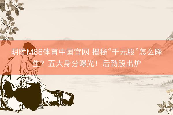 明陞M88体育中国官网 揭秘“千元股”怎么降生？五大身分曝光！后劲股出炉
