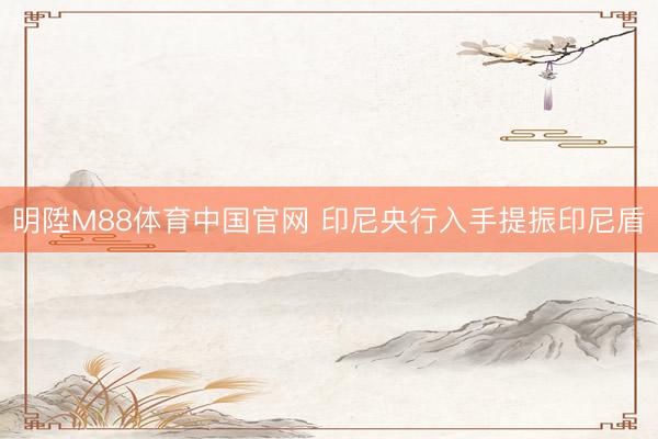 明陞M88体育中国官网 印尼央行入手提振印尼盾